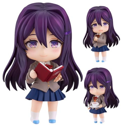 Jilijia Monika Anime-Figur Yuri-Aktion Figurine Cartoon austauschbares Gesichtsmodell mit Zubehör PVC Anime-Statue-Sammlung Desktop-Ornamente