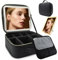MORMID Travel Makeup Bag With LED Mirror,Travel Makeup Organizer,Makeup Case with 3 Color Lighted Setting Mirror,Portable Storage and Adjustable Dividers Makeup Box, Black, 10.4x 9.1x 4.6