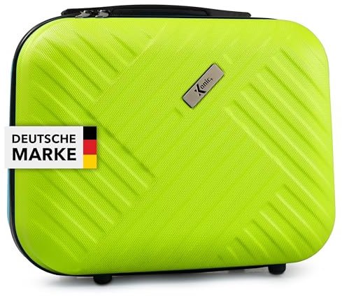 Xonic® Design Kosmetikkoffer aus ABS Hartschale – Robustes Beautycase als Handgepäck - Kosmetiktasche für Reisen – leicht & stabil (Neon Grün)