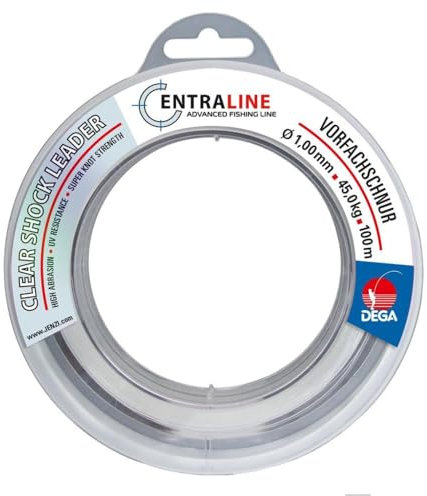 DEGA Clear Shockleader Vorfachschnur, 100m, Transparent, Hohe Knotenfestigkeit, Schlagschnur, 0,40mm - 1,00 mm (1,00mm - 45kg)