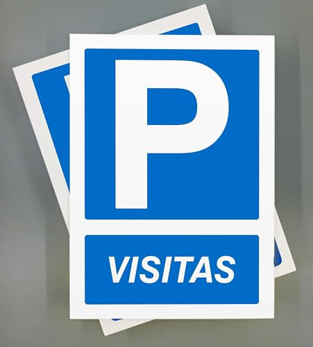 Pack 2ud Cartel Parking Visitas de 18x25 cm Señal Aparcamiento de Pvc 3 mm (Parking Visitas)
