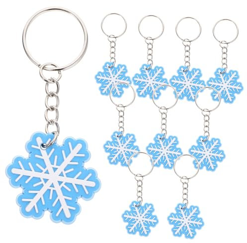 BESTonZON 10st Schneeflocken-schlüsselanhänger Schneeflocke Schlüsselanhänger Kette Gadgets Girlande Auto Schlüsselanhänger Gans-schlüsselanhänger Knopf Ring Stuffer Stifte Cool Sky-blue Pvc