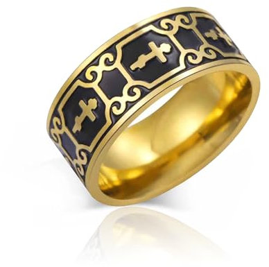SIPURIS Russisch-orthodoxer Kreuzring für Herren, Jesus Christus, Amulett, Edelstahl, religiöser christlicher Schmuck, 11