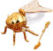 1 pot à miel et cuillère en forme d'abeille - 15 x 10 x 9 cm - Pot à miel créatif rétro en forme d'abeille, distributeur de miel, accessoire de cuisine pour les aliments du petit déjeuner, décoration