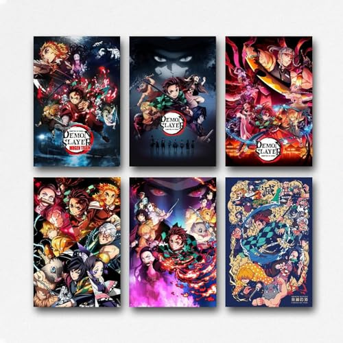 Sumooa A Set Of 6 Demon Poster Slayer Fantasy Comic Anime Classic Poster Für Zimmer, Ästhetische Leinwand-Wandkunst, Schlafzimmer-Dekor Poster 16x24inch(40x60cm)