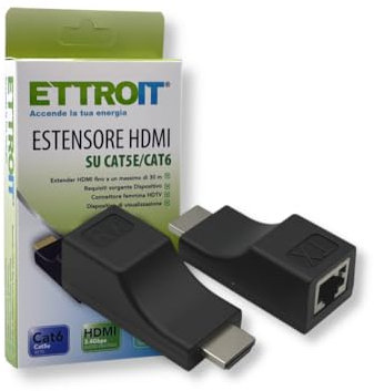 GASIASHOP SRL ETTROIT ET5002 EXTENDER ESTENSORE HDMI SU CAVO LAN CAT 5E CAT6 ULTRA HD 4K FINO A 30 METRI