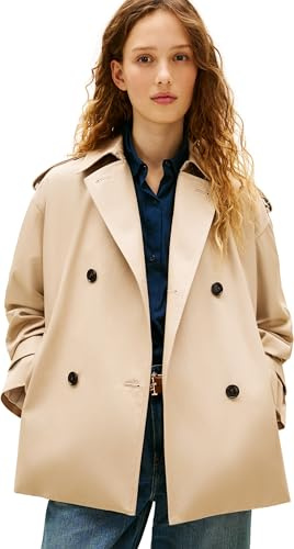 Tommy Hilfiger Damen Mantel Cotton Short Trench Trenchcoat