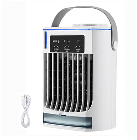 LRF-yxkj Tanque De Agua De 500 Ml Mini Aire Acondicionado, Aire Acondicionado Portatil Bajo Consumo Evaporación Máxima: 50 Ml/H, Air Conditioner para Dormitorio, Oficina