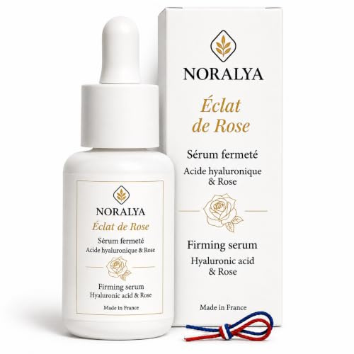 Noralya Sérum Visage Rose Bio & Acide Hyaluronique Hydratant Made in France | Repulpe et lisse les rides - Effet anti-âge et éclat du teint - Peau plus ferme et rebondie - 99% Naturelle - 30 ml