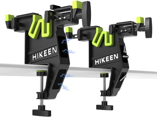 HIKEEN Ski Snowboard Schraubstock zum Tunen, Wachsen und Reparieren, Set mit rutschfesten Schraubstockgriffen mit horizontaler, vertikaler und neigbarer Position, integrierter magnetischer