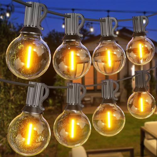 SUWIN LED Lichterkette Außen Strom,25 Meter Outdoor Lichterkette Glühbirnen Warmweiß,Garten Beleuchtung Aussen mit Wasserdichte 35+1 LED G40 Birnen außenbereich für Party Balkon