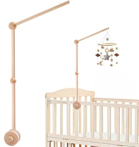 Baby Mobile Halterung Holz für Babybett,Mobile Halterung Wickeltisch,Babybett Klingelhalterung,für Aufhängung Windspiele Bettglocke,Verstellbarer Mobile Halterung Wickeltisch für Kinderzimmer