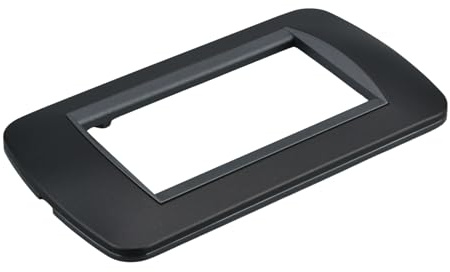 1 placa de plástico ovalada, 4 módulos para caja 504, compatible con Bticino Living Light, color negro, serie MBL