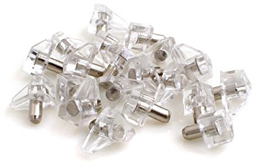 Design61 20x Bodenträger für Regalböden mit Stahlstift Ø 5mm in Transparent