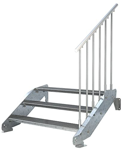 Außentreppe 3 Stufen 120 cm Laufbreite – einseitiges Geländer rechts