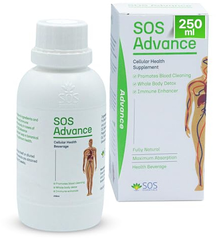 SOS Advance Blood Cleanser 250ml – Fully Natural Liquid Detox Supplement with Essential Oils, Plant Extracts & Antioxidants, Immune Support, Whole Body Cleanse, Maximum Absorption, Non-Toxic Formula