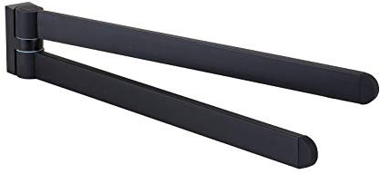 Gedotec Handtuchhalter | Ocean | Handtuchstange schwenkbar und drehbar | 1 Stück | Handtuch-Reling Metall schwarz matt | Handtuch-Aufhänger Länge 400 mm Wand-Montage | Badetuchhalter 2-armig