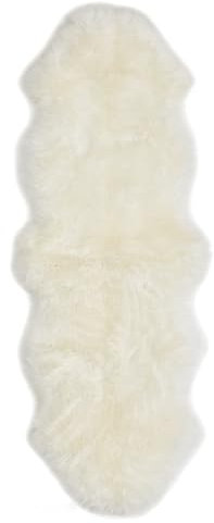 -LUXOR- living Lammfell Schaffell Echt, Fellteppich, Schaffell Teppich, Bettvorleger Schlafzimmer Echtfell, 50 mm Florhöhe, 60 x 160 cm Weiß