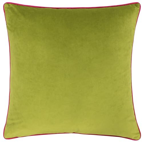furn. Meridian Velvet Cushion Cover (Lime/Hot Pink - 55 x 55cm) | Soft velvet cushion cover with contrast piping and concealed zip. 55 x 55cm. Cushion cover only.
