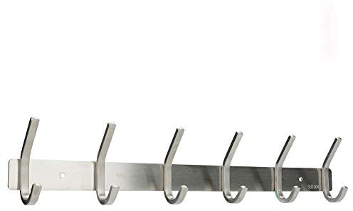 Jaysamay Befestigen Ohne Bohren Kleben Doppelhaken Hakenleiste Kleiderhaken - 304 Edelstahl Wandgaderobe Bademantelhaken Handtuchhalter Garderobenhaken Wandhaken mit 6 Haken