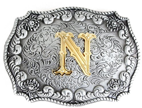 Herren-Gürtelschnallen, englischer Buchstabe in 3D, Westernstil, Cowboy-Alphabet, Initiale, Gürtelschnallen für Herren Gr. onesize, N