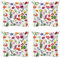 ABAKUHAUS Blume Dekokissen Kissenbezug 4er Pack, Farbige Rosen Tulpen, Modern Accent Doppelseitiger Digitaldruck, 50 x 50 cm, Rosa Grün