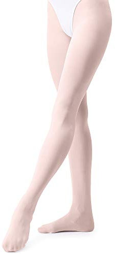 tanzdunsje Ballett Strumpfhose Kinder Tanzstrumpfhose mit Fuß für Mädchen und Damen,Ballettrosa M