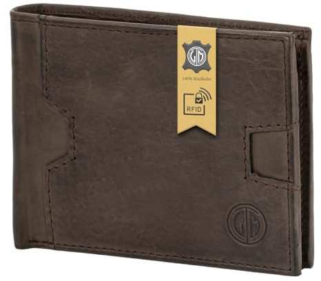 LINDENMANN Geldbörse Herren/Portemonnaie Herren Leder Geldbeutel braun
