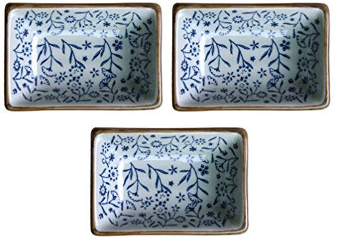Cabilock Keramik Schälchen Mini Dipschalen Rechteckige Servierschale Saucenschälchen Gewürzschale Snack Schälchen Obstbehälter Vorspeisenschale Pommesschale für Sojasauce Dip 3 Stück