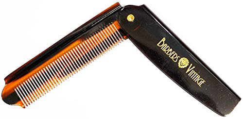 Barbers Vintage Folding Comb (Tortoise Shell Finish). Luxury Hand Made Pocket Flip Comb for Men. Perfect for Male Grooming Hair/Moustache/Beard.
