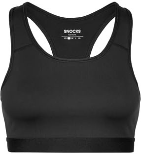 Snocks Sport BH für Damen - Sportunterwäsche Perfekter Halt ohne Einzuschränken - Schnell trocknend und unterstützend Fitness Bustier - Multifunktionaler Fitness Bra - Gr. L - Farbe Schwarz