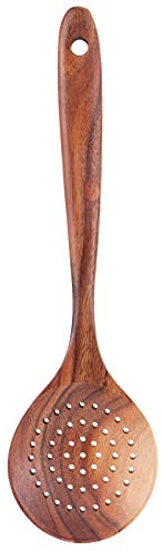 Passoire, cuillère à fente en bois passoire cuillère écumoire robuste avec longue poignée pour restaurant pour cuisine