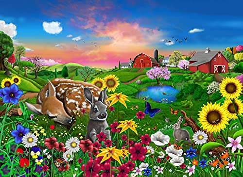 All Jigsaw Puzzles - Peaceful Pastures Animals By Farm - 500 Piece Premium Jigsaw Puzzle For Adults, Teens And Kids - 50cm X 38cm