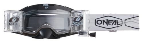 O'NEAL | Fahrrad- & Motocross-Brille | MX MTB DH FR Downhill Freeride | Verstellbares Band, optimaler Komfort & Belüftung | B-30 ROLL OFF Goggle Hexx V.22 | Unisex | Schwarz Weiß - Klar | One Size
