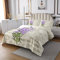 Homewish Lavendel Tagesdecke 240x260, Mädchen Lila Blume Blumen Bettdecke Set Vintage Postkarten Stil Gesteppt Für Kinder Teens Frauen, Grüne Blätter Botanisches Quilt Set Beige 2 Kissenbezüge