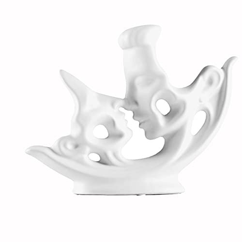 Vinbcorw Couples FigurinesPaar Kuss Sculpture Couple Keramik Statue Abstrakte Statue Moderne SkulpturRomantische Paar Skulptur Deko Heimdekoration Hochzeit Geschenk,Weiß