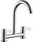 Kitchen Sink Mixer Taps, Brushed Kitchen Tap, Chrome Dual Lever 1/4 Turn Lever Control, 360° Swivel Spout 2 Hole Bridge Tap Cold and Hot Mixer Tap(Silver)