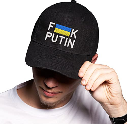 BroiderStudio Fuck Putin Stand with Ukraine Schwarz Baseball Delta Kappe Verstellbare Unisex Original Urban Logo Sticken