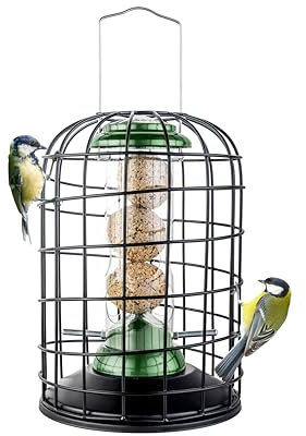 iBorn Squirrel Proof Bird Feeder For Fat Ball, Hanging For Wild Birds Energy Fat Ball Holder,Heavy Duty All Metal Anti-UV Finishing, Green 8 Inch