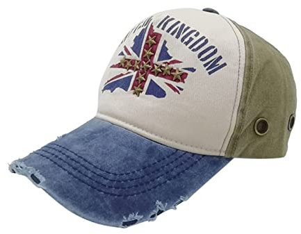 AMDOLE Baseball Cap England Britain Flag Verstellbare Vintage Kappe Herren Damen Basecap Aus Baumwolle Reine Farbe Unisex Sport Cap Damen
