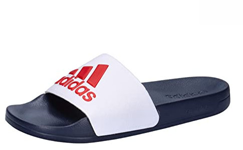 adidas Unisex Adilette Shower Slides, Cloud White/Scarlet/Victory Blue, 4 UK