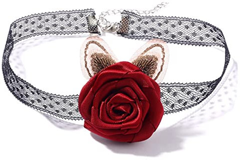 Inateannal Collier En Dentelle Gothique Rose Collier En Dentelle Noir Papillon Fleur Collier De Mariage Collier En Tissu Bijoux Vintage Pour Femmes Filles