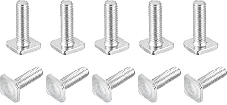 sourcing map Carré Tête Boulon, 10pcs M6 x 20mm Entièrement Filetage Carbone Acier Grade 4.8 Carré Machine Vis