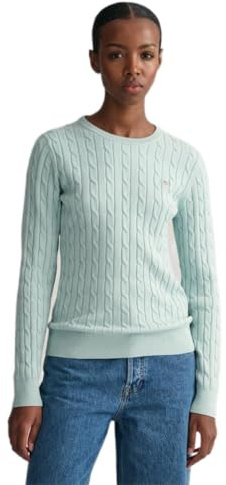 GANT Womens Cotton Cable Crew Neck Dusty Jumper Dusty Turquoise XL
