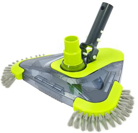 Sepetrel Tête d'aspirateur de piscine améliorée avec brosse latérale et adaptateur de tuyau rotatif universel, forme triangulaire lestée (sans danger pour la piscine en vinyle)
