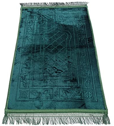 Roland Germany Gebetsteppich weich Islam Seccade Sejjade Namazlik Islamic Prayer Rug 80x120 cm (Grün)