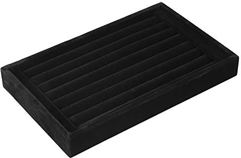 Ring Display Stand Tray Slot Fashion Jewelry Organizer Holder Case Box Showcase - Red (Black)