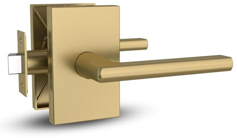 Mega Handles Glamor Passage Lever, Door Handle Set for Hallway, Closet and Bathroom, Reversible Heavy Duty Door Levers, Fits All Standard Door Sizes, Screws Included - Satin Brass (1 Pack)