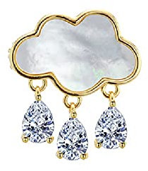 CAZARU Dames de Broche de Nuage de Coquille Naturelle Blanche Clair Bijoux de Gland de zircone de Larme