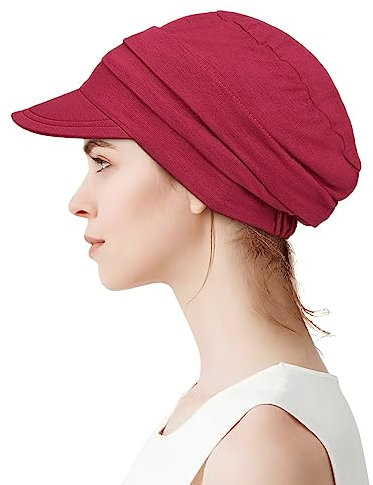 Alnorm Slouchy Beanie Krempe Hut Männer Slouch Hut Baggy Chemo Hut Weinrot